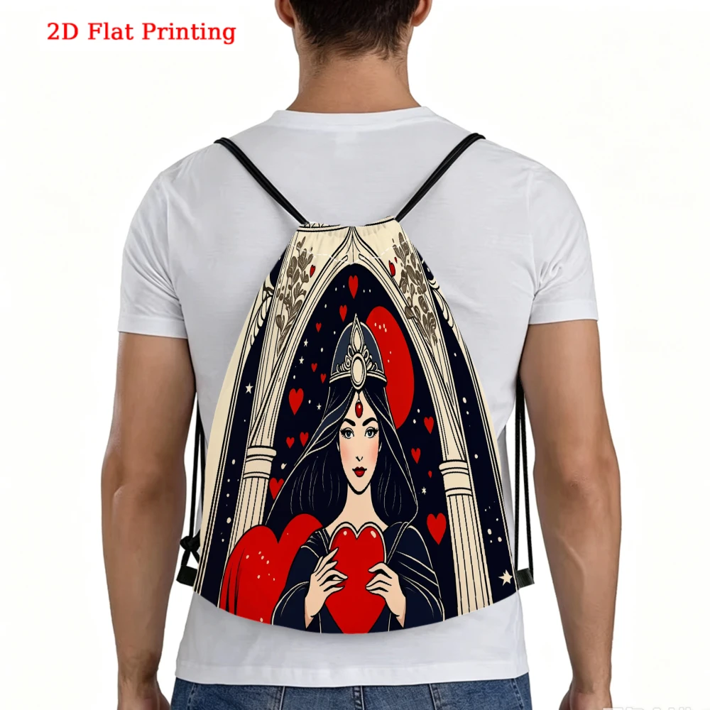 Gothic Queen Of Hearts 2D Printed Drawstring Backpack for Fitness Sports Outdoor Travel