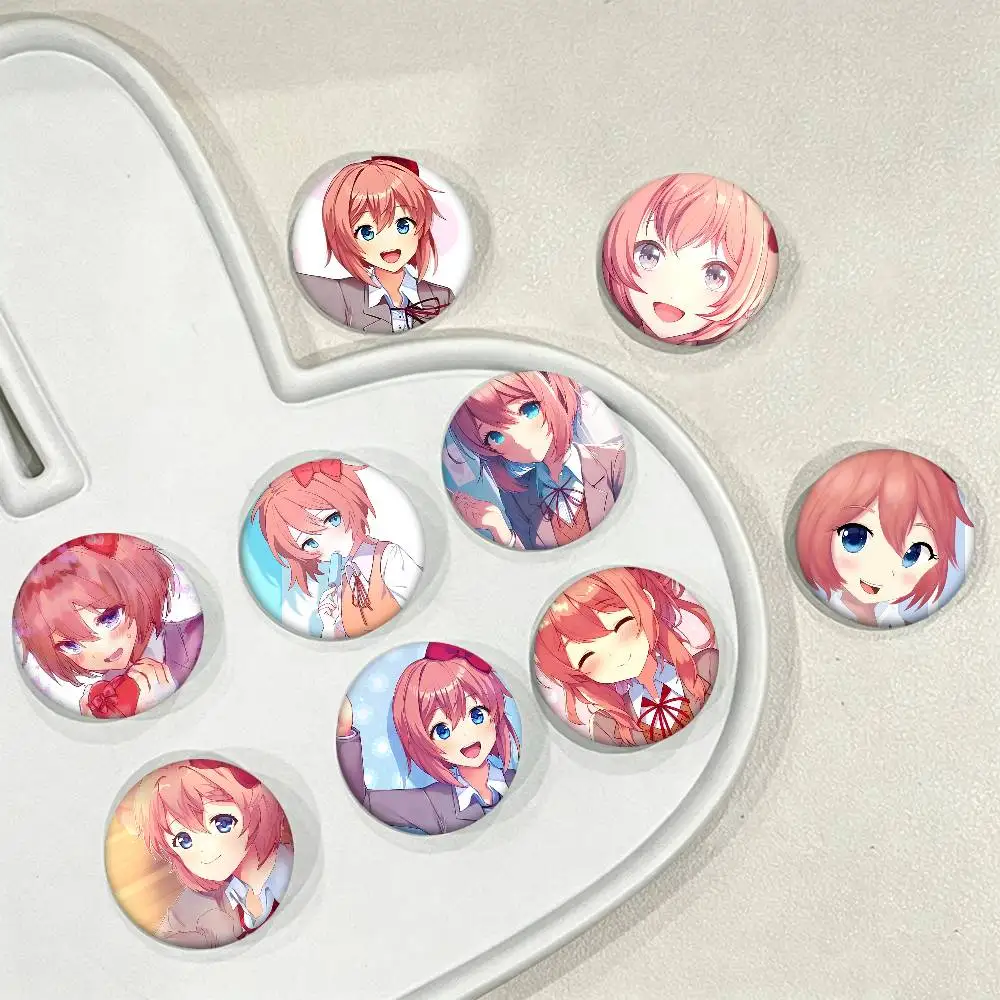 1pc Cartoon Game Sayori Can Cartoon Style Badge Brooches On Backpack Decoration Round Enamel Pins For Accessorys