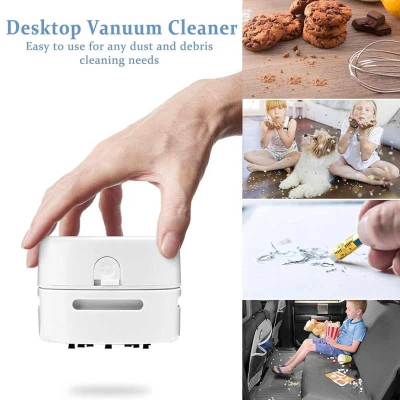 Desktop Vacuum Cleaner Mini Table Dust Sweepers Cordless&360º Rotatable Design For Keyboard/Home/School/Office