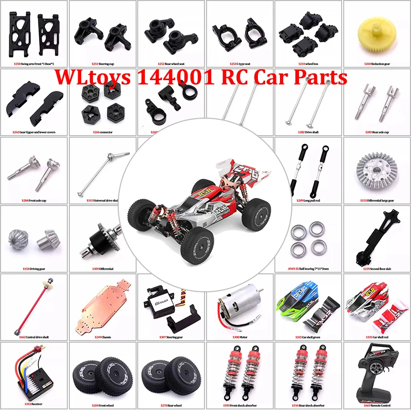 

WLtoys 144001 RC Car Parts 1/14 RC Car Spare Parts Car Servo Receiver Motor/Swing Arm/Car Body Shell Cover/ Drive Shaft / Tire