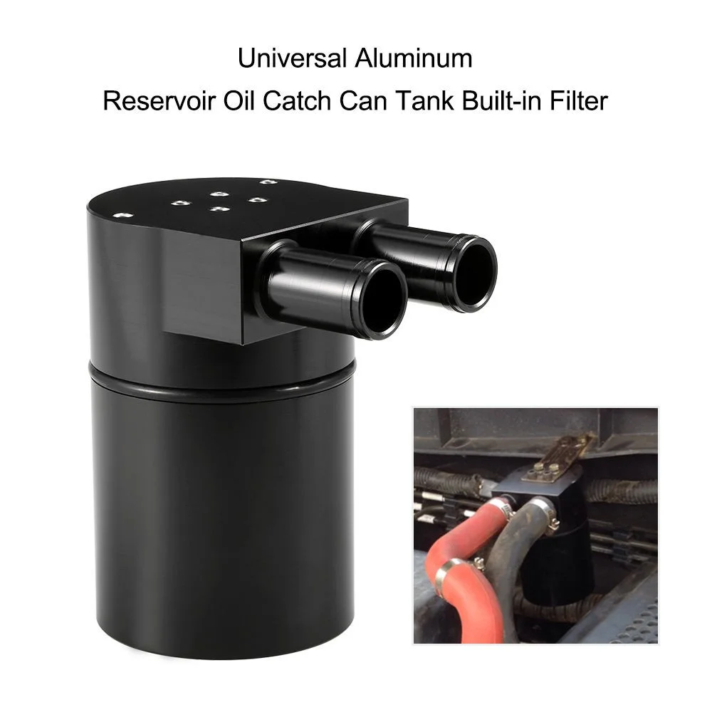 Black Billet Aluminum Oil Catch Can Tank Baffled for BMW N54 335i 535i - Performance Racing Fuel Water Separator Bottle