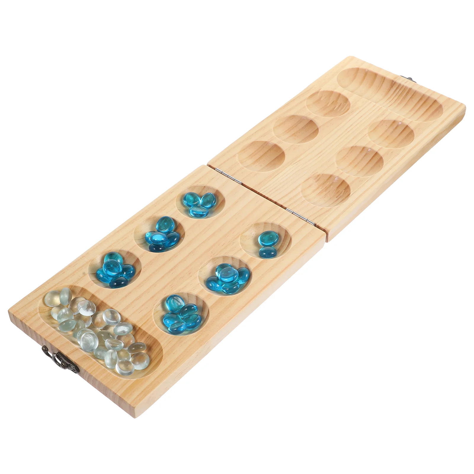 

Mancala Funny Chess Game Toy Children Aldult Folding Board Portable Mancale Glass Bead for Kids