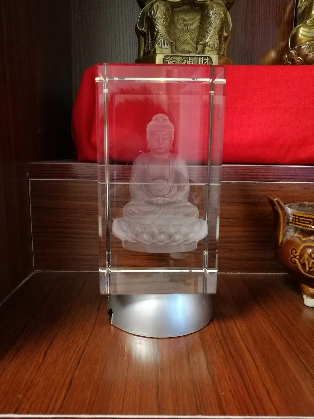 GOOD -15 CM LARGE # Efficacious HOME family Talisman- Greco-Buddhist 3D crystal Buddhist Buddha statue Figurine statue view 2