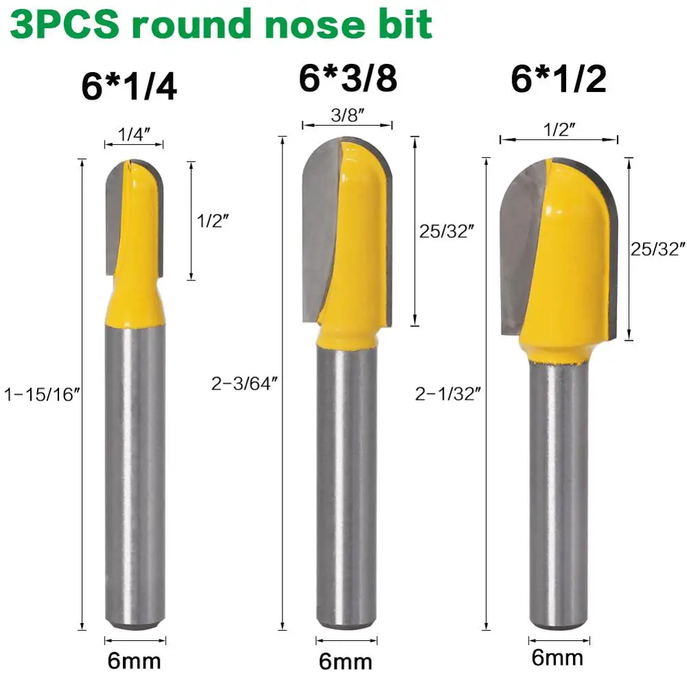 6Mm Schacht Router Bit Set Core Box Bit Ronde Neus Bit 90 Graden V-Groove Bit Frees frezen Voor Hout Houtbewerking Gereedschap