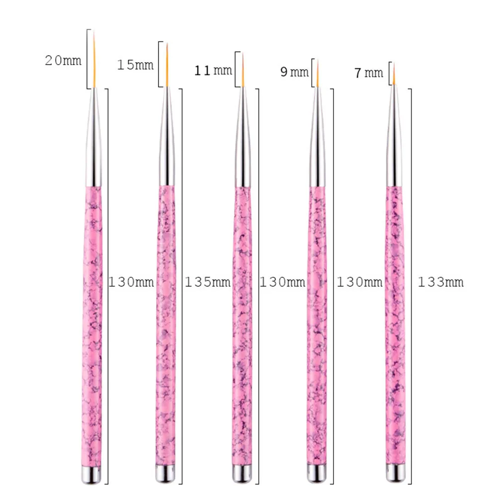 5개 네일 아트 브러쉬 펜 세트, 미세한 나일론 브리슬 드로잉 라이너, 정밀한 매니큐어 도구, 창의적인 네일 디자인