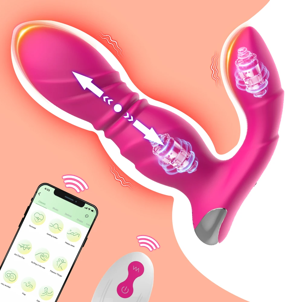 Wireless Remote Control Wearable Vibrator with Remote Control and App Panty Thrust Stimulator Adult Female Masturbation Sex Toy