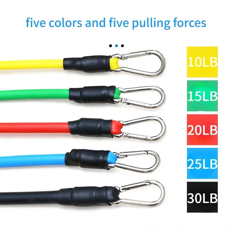 11 Pieces Of Resistance Tube Strap Set Fitness Yoga Gym Draw Rope Exercise Home Training Anchor Door Expander With Ankle Strap