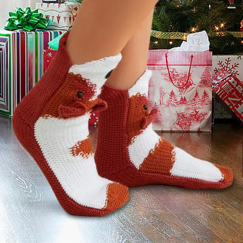 

Knit Funny Animal Socks Stylish Animal Socks Cute Print Casual Feet Clothes Handmade Knitted Winter Warm Foot Costume For Women