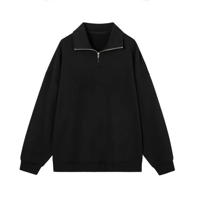 

Korean Zipper Sweatshirt Women Casual Simplicity Fashion Sweatshirt Top Autumn Pullovers Loose Cute Top Clothes