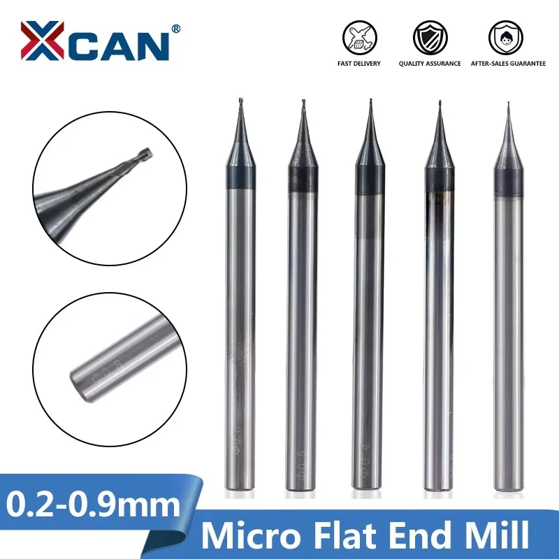 

XCAN 2 Flutes Micro Carbide Flat End Mill 4mm Shank Milling Cutter CNC Engraving Bit 0.2 0.3 0.4 0.5 0.6 0.7 0.8 0.9mm