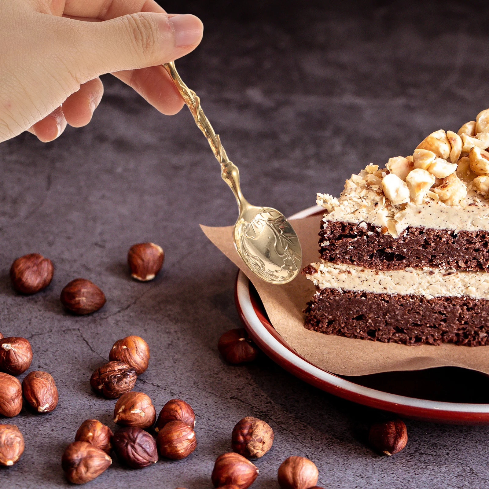 

4pcs Vintage Spoon Stainless Steel Coffee Dessert Tea Coffee Mixing Spoons Ice Cream Mixing Spoons For Home Kitchen Bar Use