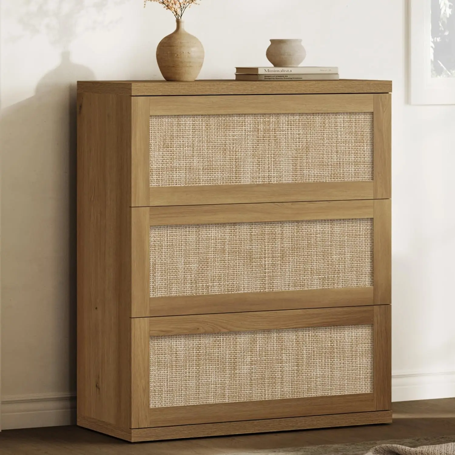 

Rattan Sideboard Buffet Cabinet - Modular Farmhouse Sideboard with 3 Drawers Modern Credenza Storage Cabinet, Customized