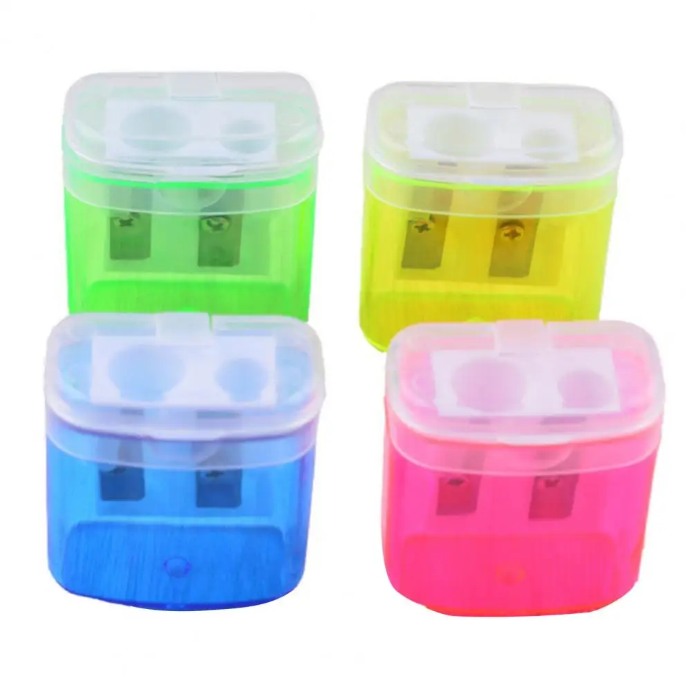 Rautan Pensil Lubang Ganda Pisau Premium Pengasah Pensil Cepat dengan Kotak Penyimpanan untuk Anak-anak di Rumah Kantor agar Efisien