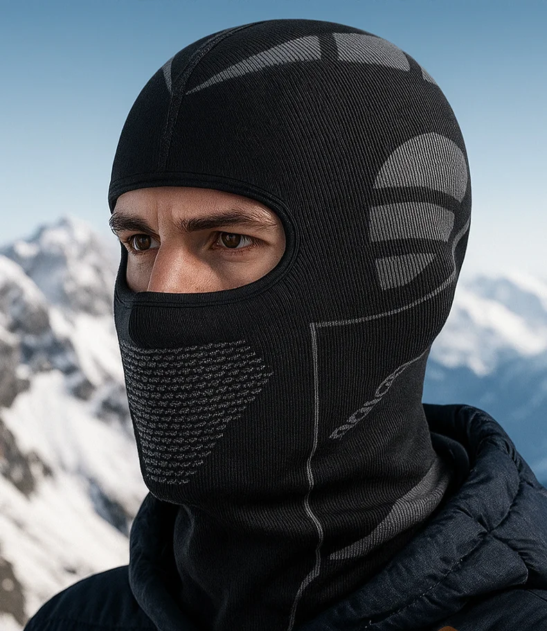 Motorcycle Balaclava, Mecha Pattern, Nylon Knit Windproof Warm, Men Women Outdoor Motorcycle Riding, Free shipping