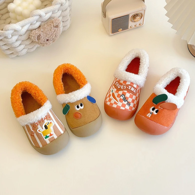 

Winter Christmas Rabbit Cute Baby Boys Girls Cotton Shoes Plush Warm Indoor Non-Slip Childrens Home Shoes Cartoon Boys Sneakers