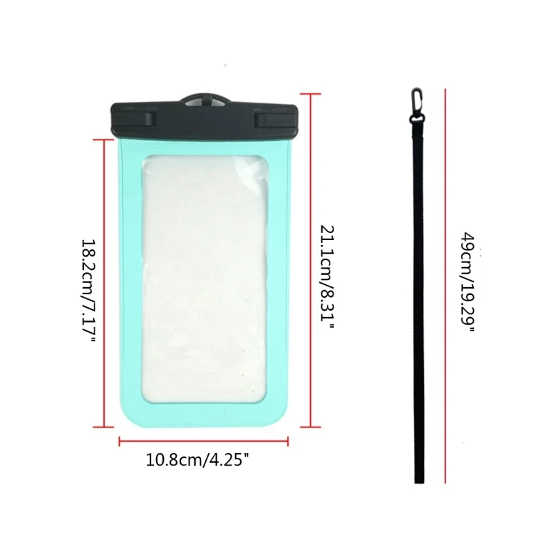 Cellphone Diving Case Dry Bag for 14 13 12 11 S22 S21 S20 for Surfing Snorkeling Swimming Black/Lake Blue