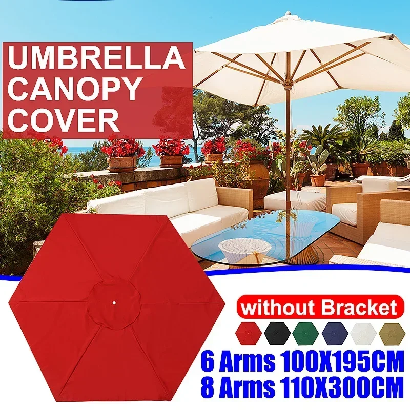 300cm Beach Sunshade Umbrella Fabric Cloth Canopy Parasol Tent Cover Anticorrosion Waterproof Patio Garden Outdoor Umbrella