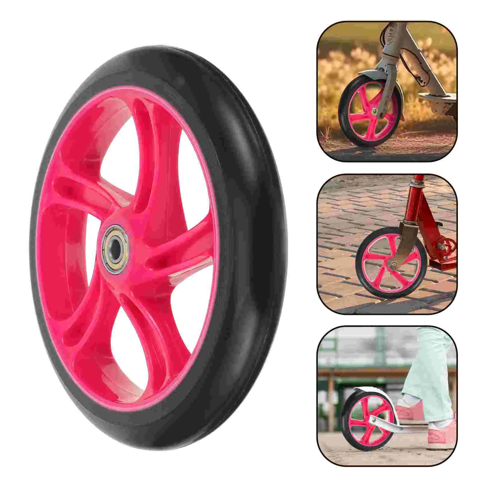 

2pcs High Rebound PU Kick Scooter Wheels Heavy Duty Flexible Bearing Red Replacement for Scooter Skateboard Wheelchair Stable