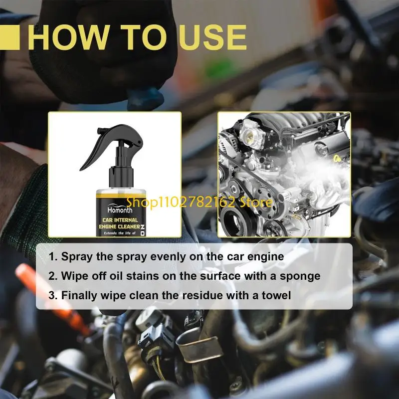547B Routine Engine Bay Cleaning 100ml, Non Corrosive Car Engine Cleaner with Bottle Format, Towel and Sponge for Daily Vehicle