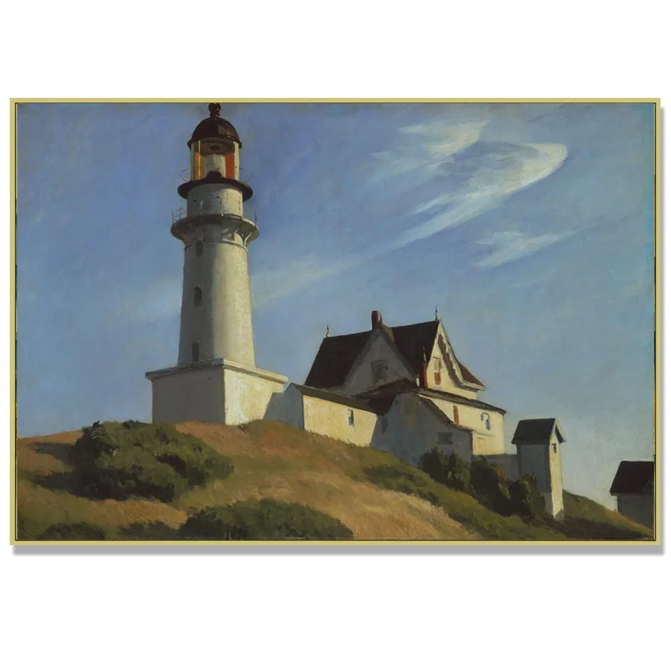 Hand painted high quality reproduction of Lighthouse at Two Lights by  Edward Hopper Landscape oil painting for living room