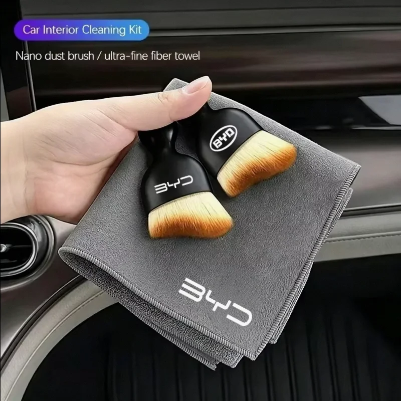For BYD Seal U Dolphin Mini Sealion 7 Song Pro ATTO 3 Yuan Dolphin Seal 5 Car Interior Cleaning Soft Brush Towel Valve Cap