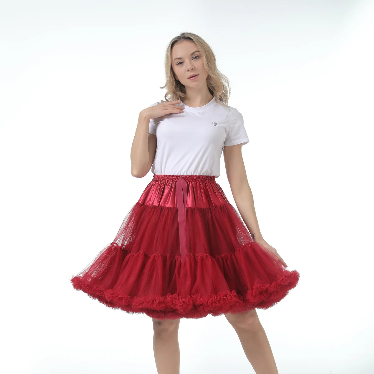 55 CM Knee Length Lolita Adult Puffy Tutu Skirt Layered Ballet Tulle Petticoat Slips Skirt Women's Princess Cosplay Underskirt