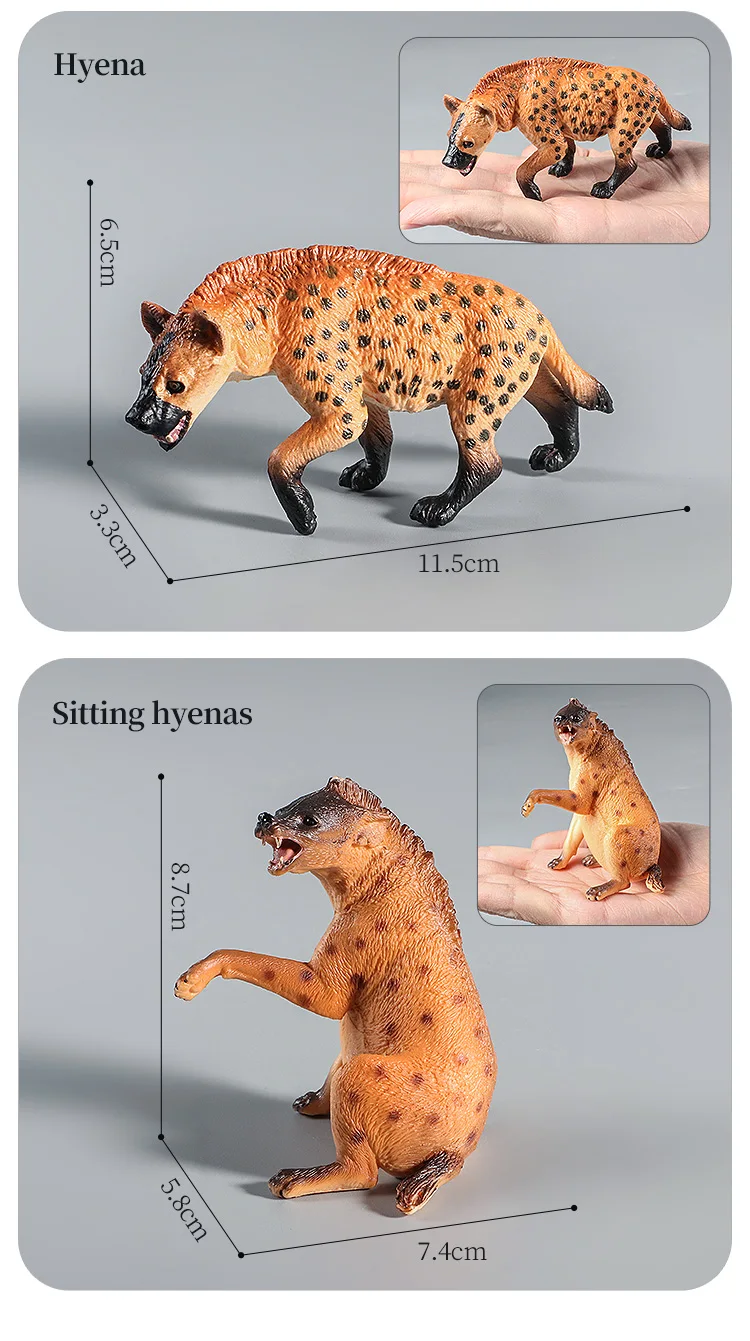 Lernspielzeug-Figuren-Set mit Waldtieren – Wolf, Fuchs, Hyäne, realistische Dschungel-Zoo-Tiermodelle, Weihnachtsgeschenk für Kinder – Detail 15
