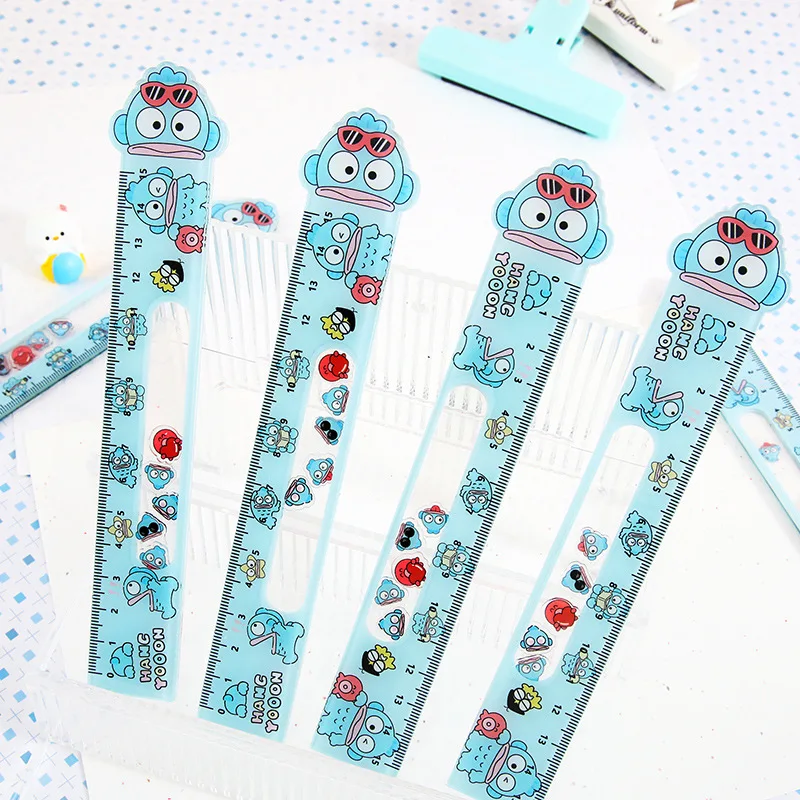 MINISO New 20pcs Cartoon Cute Ruler Rocking Music 15cm Ruler Acrylic Anti Drop Drawing Stationery Student Stationery Gift