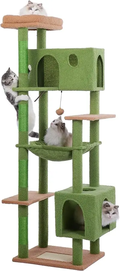 

72” Cat Tree for Large Cats Big Cat Tower with Enlarged Hammock 21.6x17.7” Spacious Cats Condo House and Roomy Top Bed and Multi