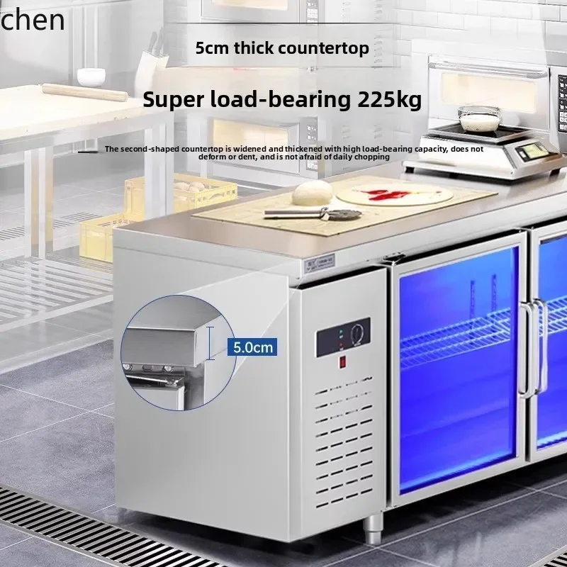 Commercial Refrigerated Work Cabinet Double Temperature Flat Cabinet Kitchen Refrigerator Horizontal Freezer Air Cooling