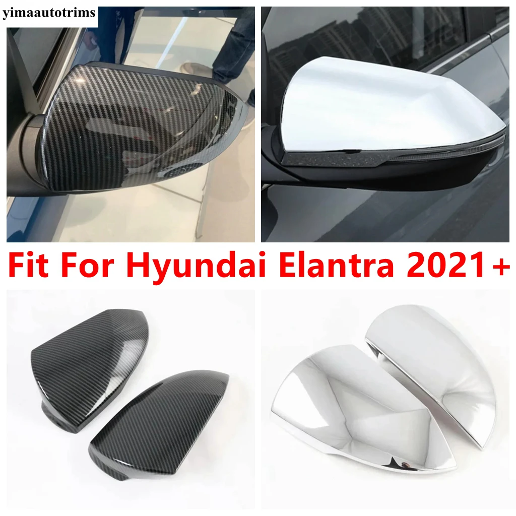 

Car Rearview Mirror Cap Shell Decoration Cover Trim ABS Chrome / Carbon Fiber Exterior Accessories For Hyundai Elantra 2021 2022