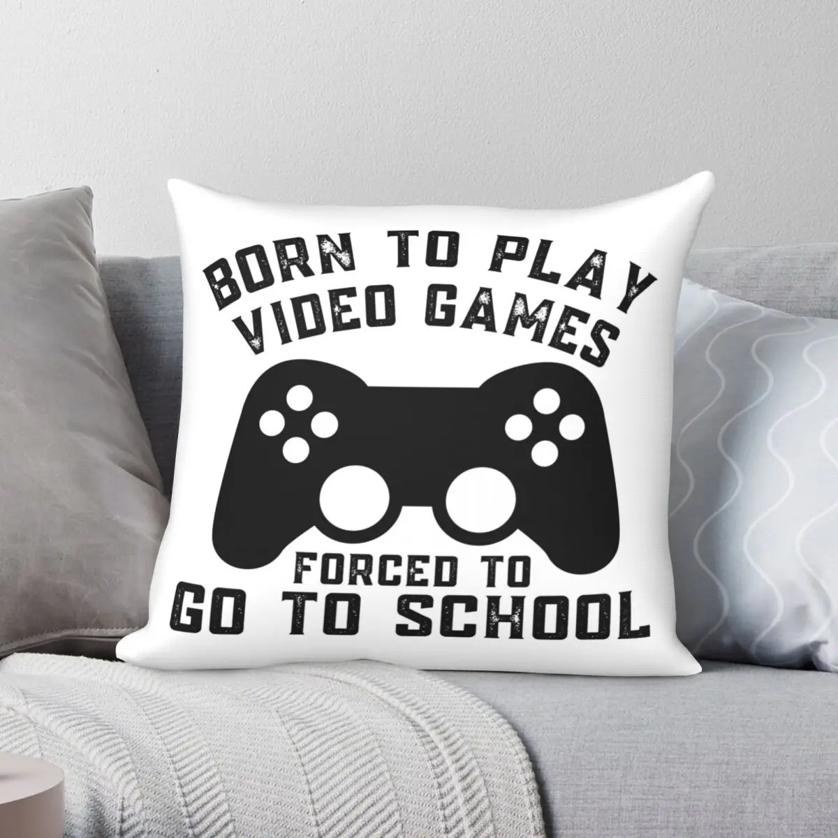 Born To Play Video Games Square Pillowcase Polyester Linen Velvet Creative Zip Decor Throw Pillow Case Sofa Seater Cushion Cover