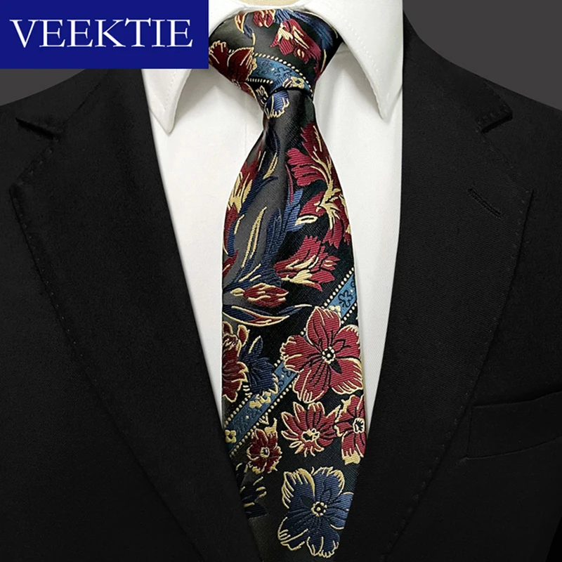 VEEKTIE Brand Korean Style Pre-tied 8cm Flowy Zipper Necktie For Men Striped Casual Wedding Business Adjustable Jacquard Crvates