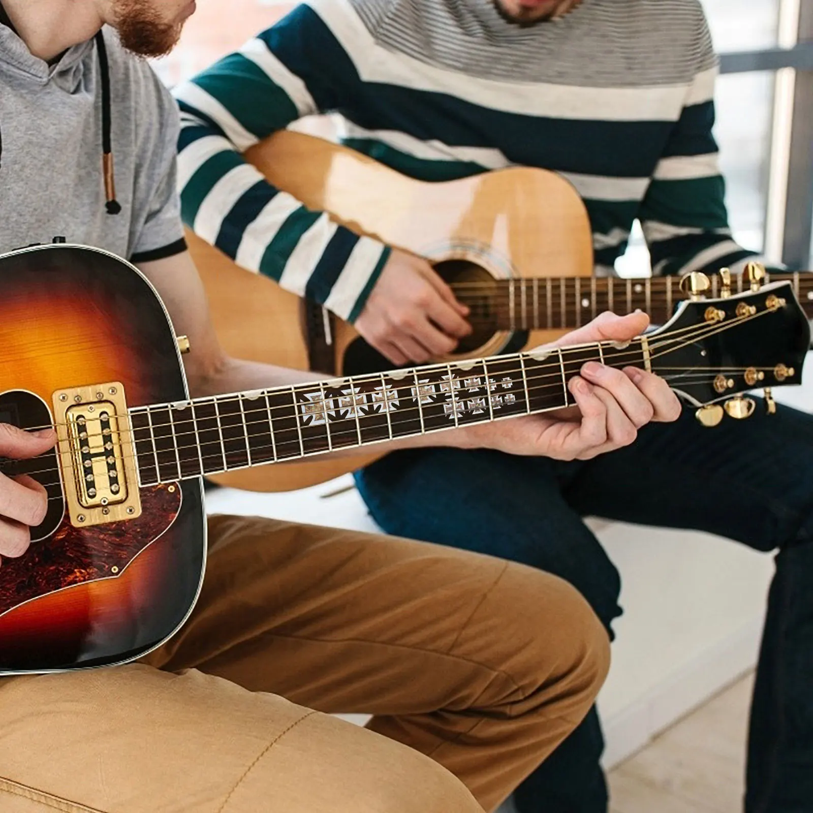 

3Pcs Guitar Sticker Square Cross Design Waterproof Creative Musical Instrument Decoration for Electric Acoustic Guitar