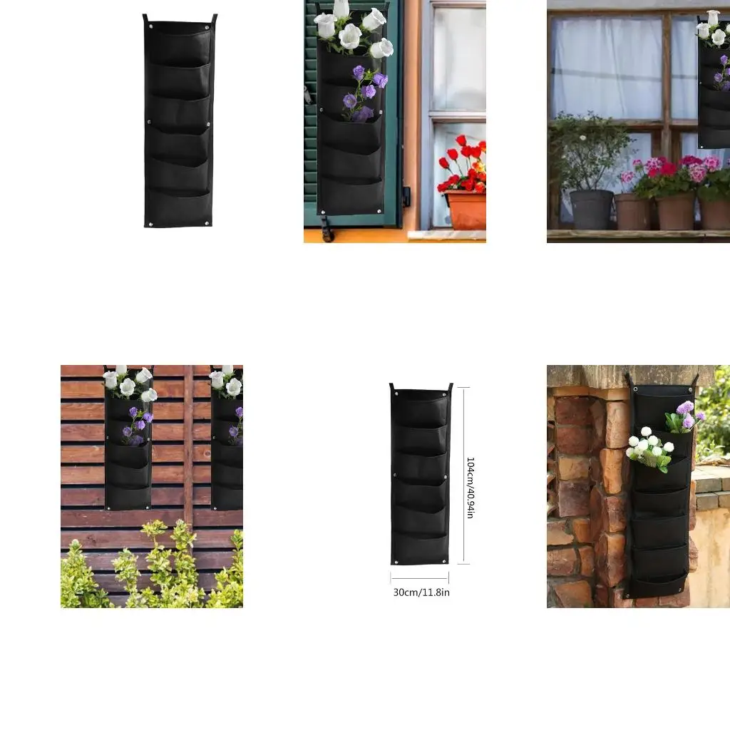 Vertical Hanging Garden Planter with 6 Pockets Waterproof Wall Mount Flower Pot Grow Bag Container Indoor Outdoor high quality
