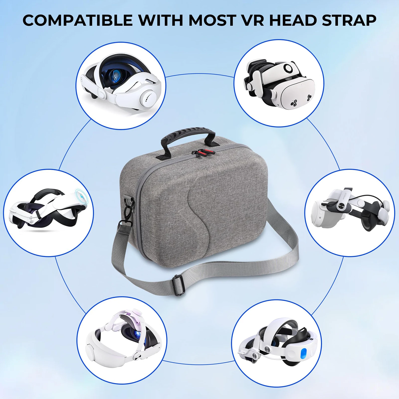 Cinghia per la testa comfort batteria da 10000 mAh per Meta Quest 3/3s Sostituzione Elite Strap PD18W Ricarica migliorata Tempo di riproduzione, Custodia per il trasporto