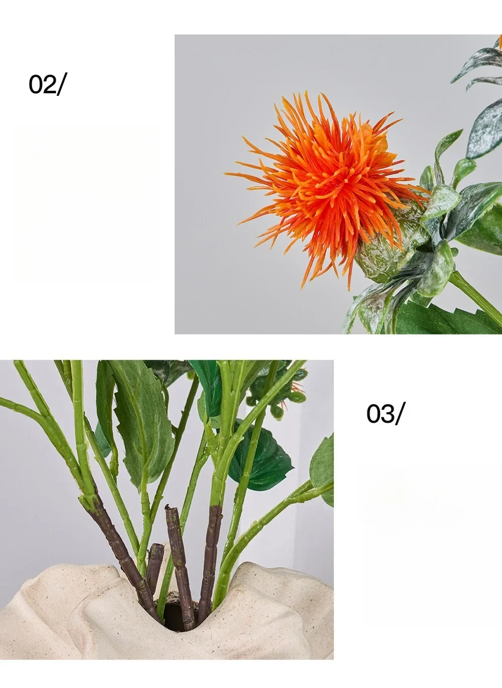 6 Stück künstliche kleine weiße Gänseblümchen aus Kunststoff, Restaurantdekoration, künstliche Phoenix-Haar-Chrysanthemen, Kunstblumen – Detail 7
