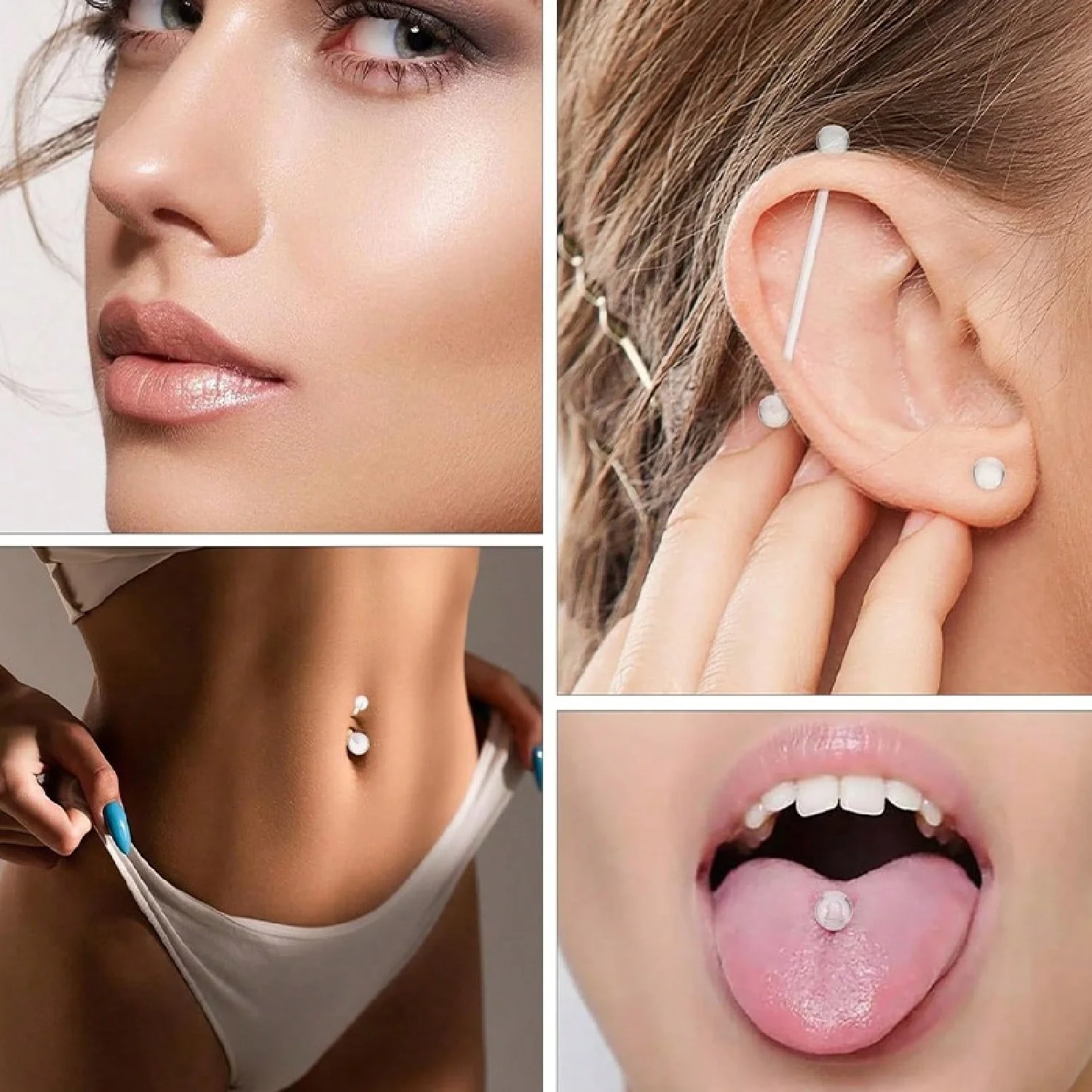 12pcs Clear Pink Industrial Pi - Body Jewelry Industrial 评论和价格