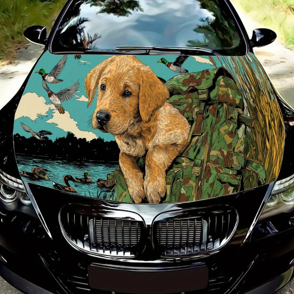 

Soft and cute puppy car hood stickers, waterproof self-adhesive, scratch resistant, easy to stick, durable car PVC stickers, car