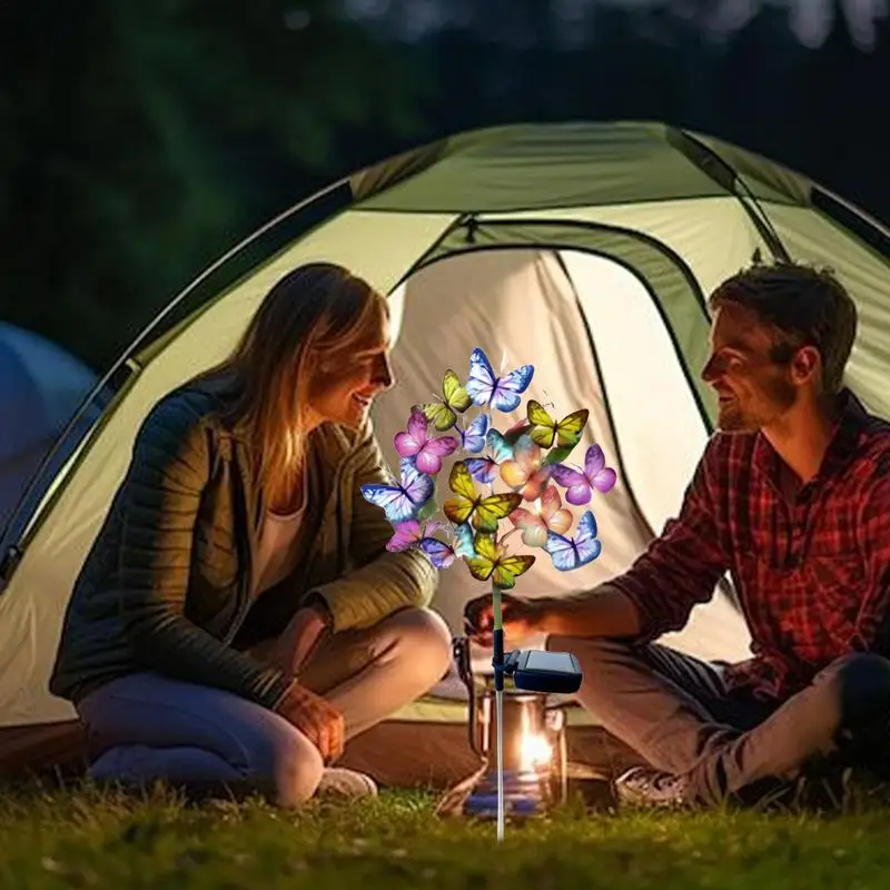 Zonne-Energie Vlinder Tuin Staak Zonne-Vuurvlieg Lichten Hoge Flexibiliteit Ijzerdraad Zonne-Energie Vlinder Tuin Staak Wuiven In De Wind