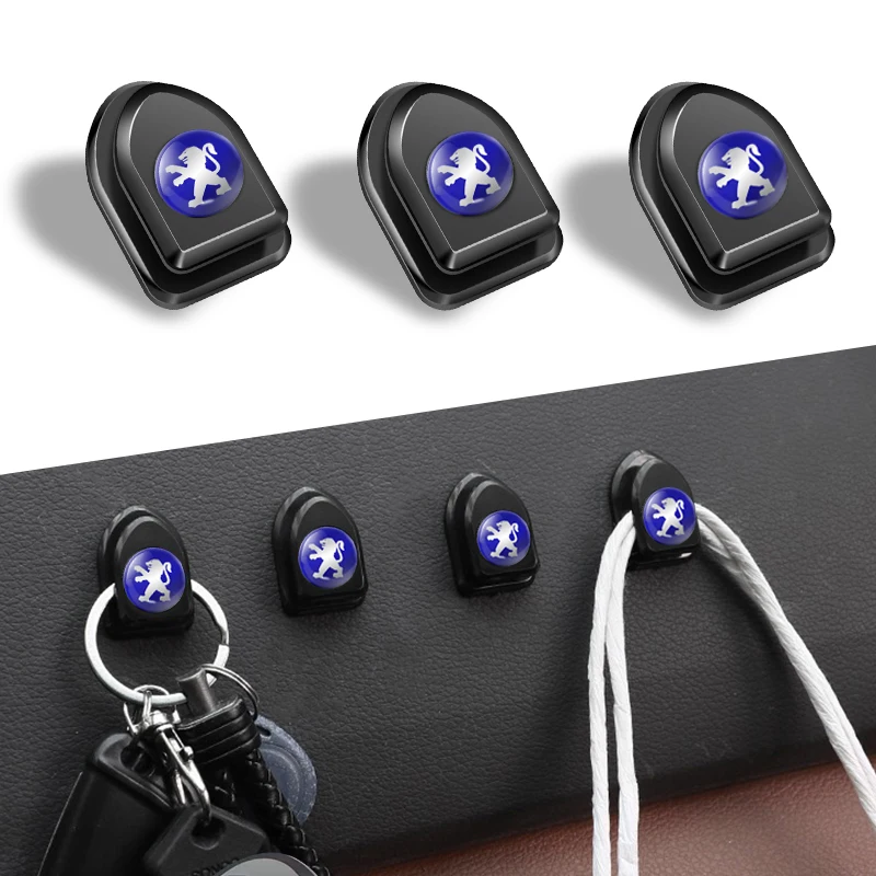 Mini Car Hooks Black Plastic Self Adhesive Invisible Hooks For Peugeot 408 4008 308 3008 Rifter 5008 508 2008 208 301 RCZ 407