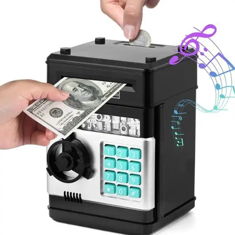 

Creative Piggy Bank Automatic Mini Safe Coins Cash Saving Money Box Password Counter Code Key Lock Coin Bank ATM Child Gift