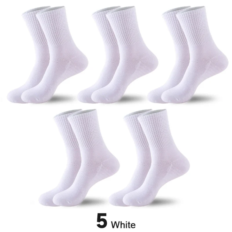 

5 pairs Men's Solid Color Sweat Absorbing and Deodorant Tube Socks Spring Autumn and Winter Basketball Running Sports socks
