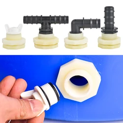 Aquarium Tank Spigot Kit, 1/2 3/4 1 Inch PVC Bulkhead Water Tank Barb Connectors Aquarium Tank Air Pump Hose Joints Drip Fitting