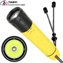 Lanterna de mergulho com carregamento de luz forte L2 foco lanterna longa de plástico à prova d'água iluminação submersível à noite submersível
