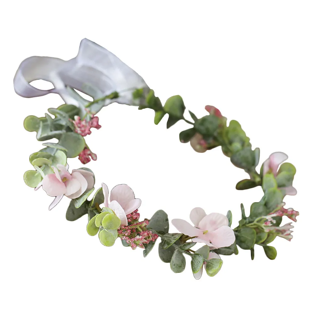 

Повязка на голову с цветами эвкалипта для женщин, легкая, шикарная, декоративная, с цветочным узором, для свадьбы, банкета, вечеринки, косплея, фотосессии