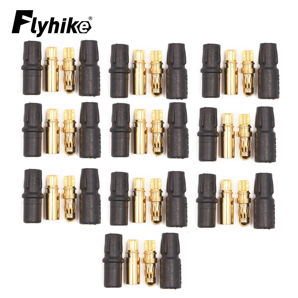 

20pcs Amass 3.5mm SH3.5 Gold Plated Connector with Protective Sleeves For Rc Motor Drone Car Boat (10 Pair)