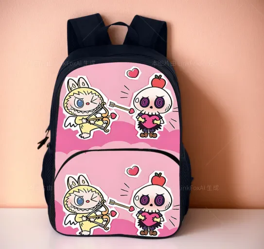 

Labubu Lightweight Schoolbag with Front Pocket Casual Daily Backpack,Student Cartoon Fashion Rucksack for School