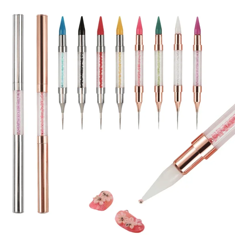 

Wax Pencil for Rhinestones,Acrylic Handle Nail Art Rhinestone Applicator Double Head Dotting Pen Jewel Rhinestone Picker Tool