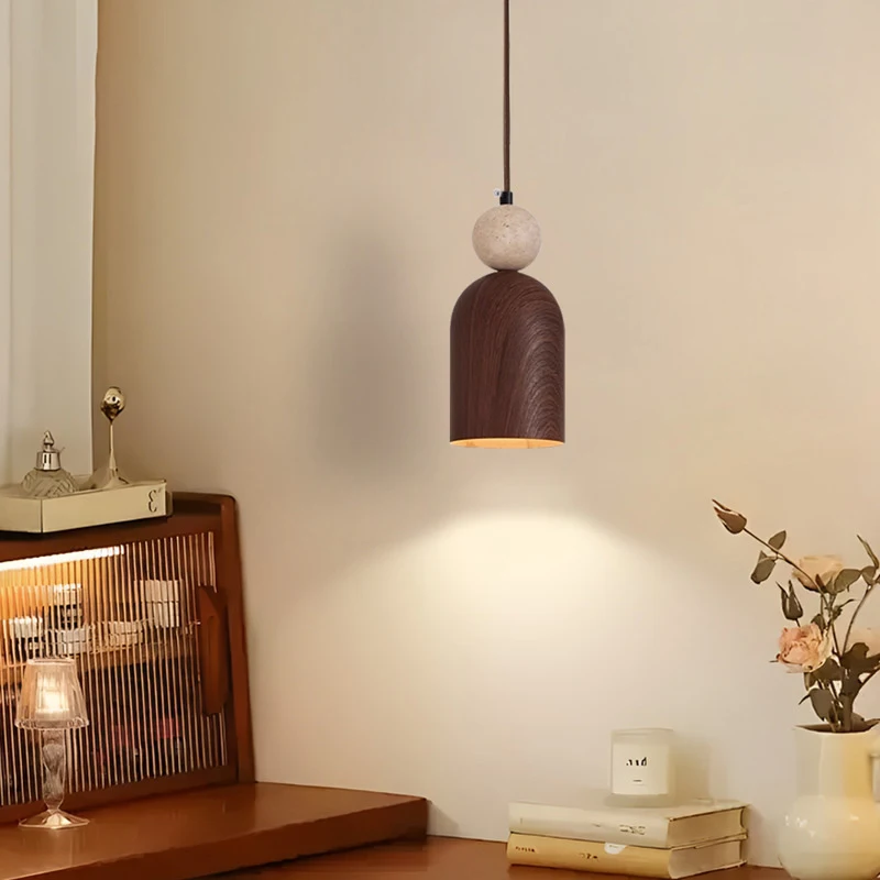 منتصف القرن نمط غرفة نوم السرير قلادة صغيرة ضوء وابي سابي الأصفر الترافرتين الممر ممر غرفة المعيشة لهجة